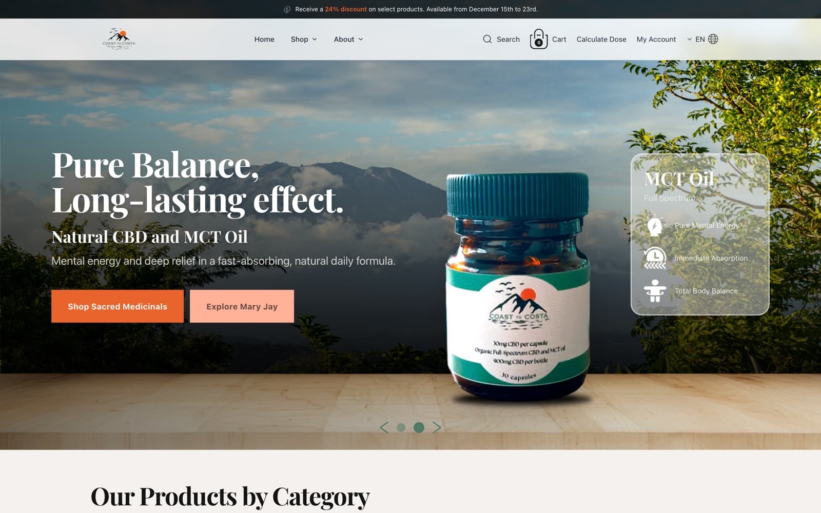 Coast to Costa — Online store of natural CBD products for the Costa Rican market.